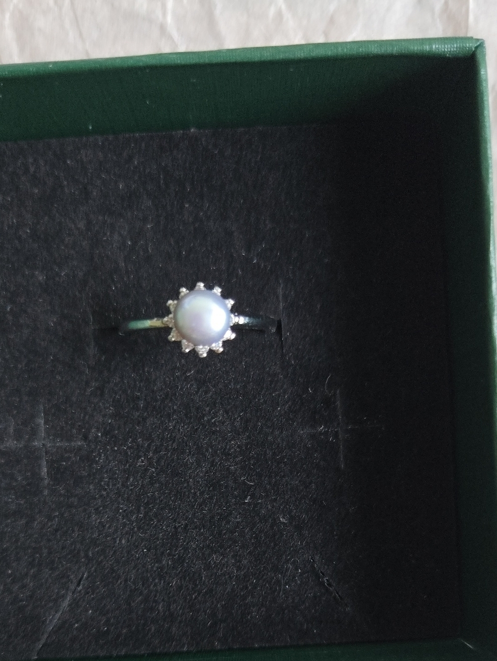 Sterling Silver Fresh Water Pearl Halo Ring - Gray Pearl